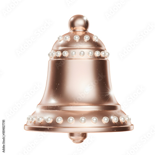 Rose Gold Decorative Bell Studded with Elegant White Pearls