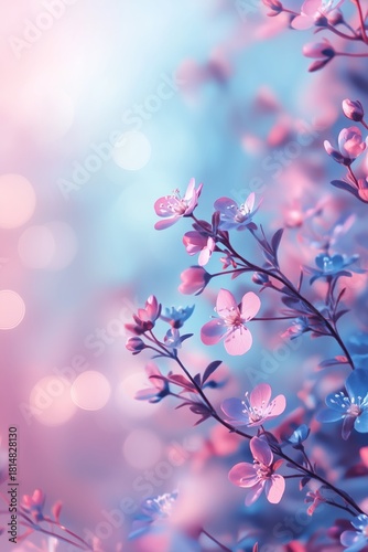 Delicate Pink Flowers Blooming in a Serene Landscape During Springtime