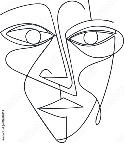 Minimalist line art illustration of a stylized face, ideal for modern branding and artistic design projects