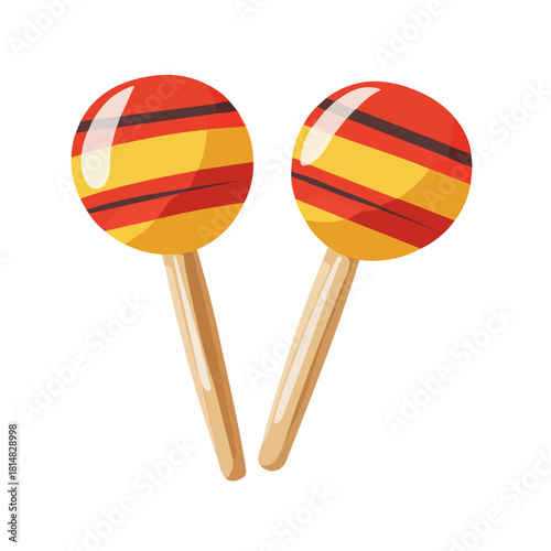 Maraca Pair in a clean 2D flat vector icon style, minimal and simple, set on a plain white background.