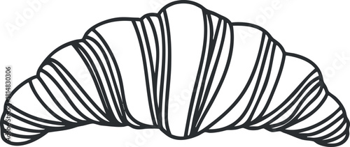 Outline vector illustration of a croissant, perfect for bakery branding or food-related design projects