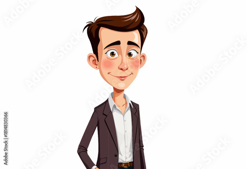 Portrait of a Young Man in a Professional Outfit with a Friendly Expression and Stylish Hair in a Clean White Background