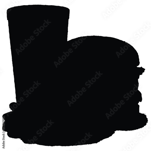 Black Silhouette of a Fast Food Meal with Burger and Tall Cup on White Background
