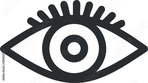 Minimalist black and white vector illustration of an eye symbol, ideal for vision-related designs and branding projects