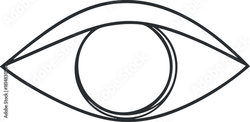Minimalist outline vector illustration of an eye design, suitable for health and vision-related projects or logos