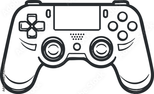 Minimalist line art vector illustration of a gaming controller ideal for technology and entertainment design projects