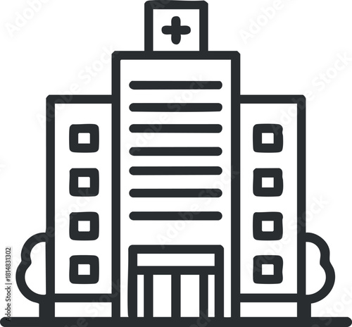 black hospital building icon clip art preview