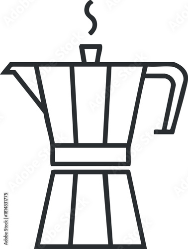 Minimalist line art vector illustration of a moka pot for coffee brewing in modern kitchen design