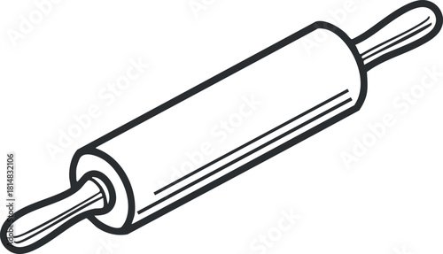 Hand-drawn vector illustration of a rolling pin, perfect for kitchen and baking design projects