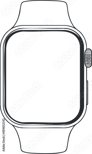 Outline vector illustration of a smartwatch design, perfect for technology concepts and wearable device mockups