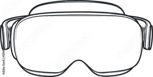 Outline vector illustration of protective goggles for sports and outdoor activities, suitable for branding and design projects