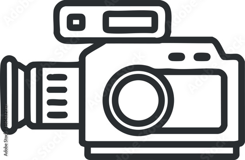 Outline vector illustration of a video camera, ideal for media, photography, and creative design projects