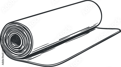 Outline vector illustration of a rolled-up paper, perfect for art and design projects, or crafting supplies