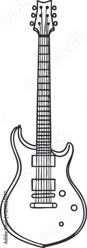 Outline vector illustration of an electric guitar design, perfect for music-related branding and creative projects