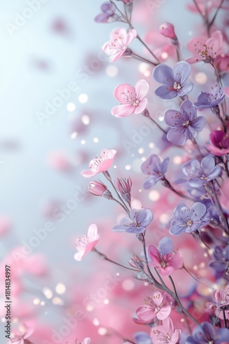 Delicate Pink Flowers Blooming in a Serene Landscape During Springtime
