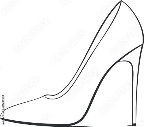 Minimalist outline vector illustration of a high heel shoe, perfect for fashion branding and design projects