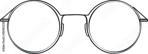 Minimalist outline vector illustration of round glasses, perfect for fashion branding, eyewear design, or iconography.