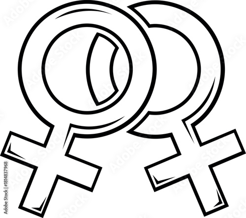 vector illustration drawing black and white lesbian symbol