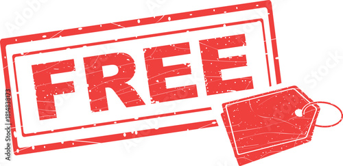 vector illustration red rubber stamp label tag free text symbol