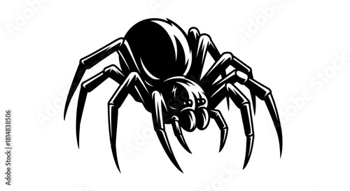 Black Spider Illustration Isolated on White Background.