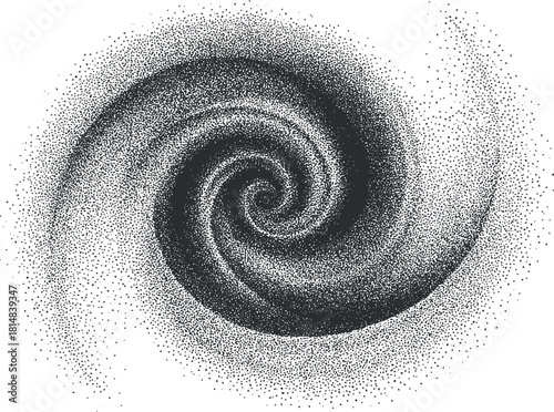 Abstract black and white vector illustration of a swirling spiral pattern, ideal for modern design projects and backgrounds
