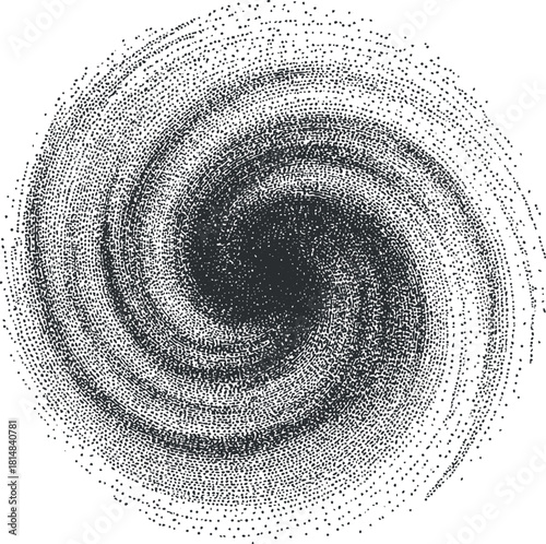 Abstract black and white vector illustration of a swirling spiral pattern, ideal for modern design projects and backgrounds