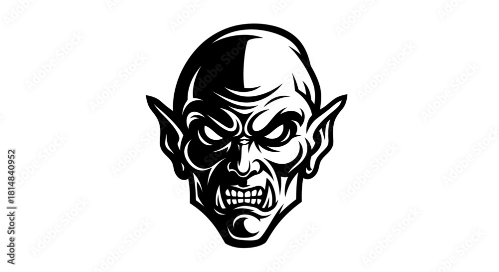 Obraz premium Intense Vampire Face Illustration with Sharp Features and Piercing Gaze.