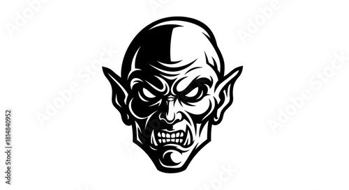 Intense Vampire Face Illustration with Sharp Features and Piercing Gaze.