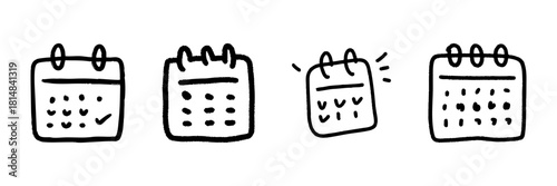 Cake Slice Line Icon Set In Doodle Style. Dessert Variety, Celebration, And Sweet Treats Outline Sketch Collection. Hand Drawn Isolated Vector Illustration