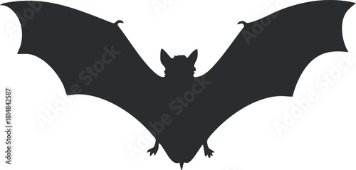Silhouette vector illustration of a bat with outstretched wings, ideal for Halloween-themed designs and spooky concepts