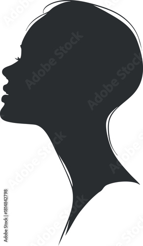 Elegant minimalist black silhouette illustration of a woman's profile for branding, fashion design, and artistic projects