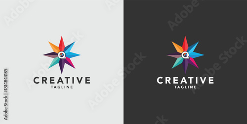 Digital colorful abstract icons, elements and symbols with initial Q logo, template
