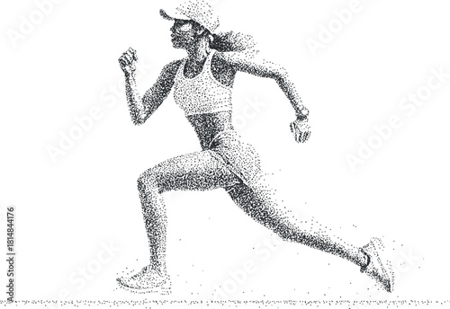 Dynamic vector illustration of a woman running, showcasing fitness and athleticism in a modern style suitable for health and sports projects