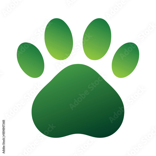 Modern Green Gradient Paw Print Logo In Clean Minimal Style