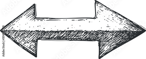 Hand-drawn sketch vector illustration of a double arrow symbol indicating left and right directions for graphic design and navigation purposes