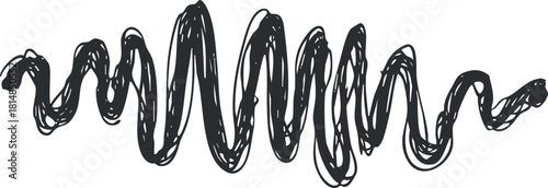 Whimsical hand-drawn vector illustration of flowing lines and abstract wave patterns for artistic design projects