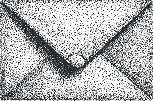 Hand-drawn vector illustration of an envelope in black and white style, perfect for communication and stationery design projects