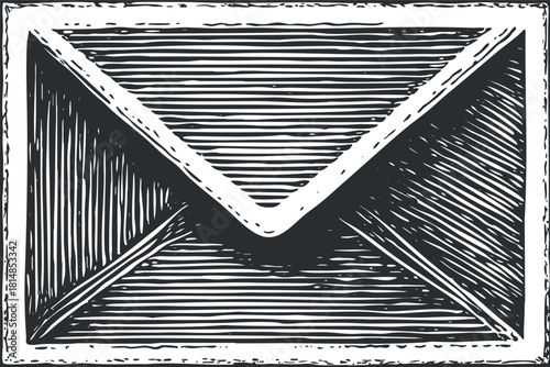 Hand-drawn vector illustration of a vintage envelope design suitable for communication and mailing concepts