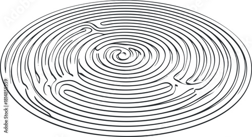 Abstract black and white vector illustration of a circular maze design, ideal for creative projects and background use