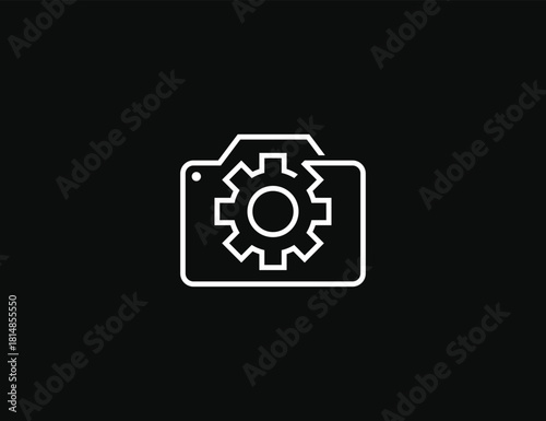 Camera with Setting gear logo. Image edit icon sign symbol Design Element. Vector illustration template