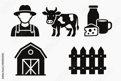 Farm and Dairy Icons Set