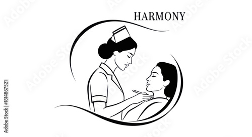Nurse Examining Patients Throat in Harmony Logo Design.