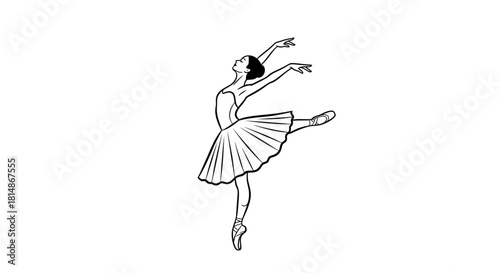 Elegant Ballerina Performing a Graceful Ballet Dance Pose.