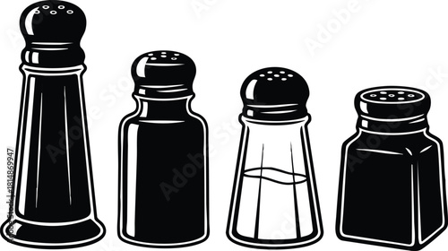 Salt and pepper shakers illustration showcasing various designs and forms for culinary use in modern kitchens 