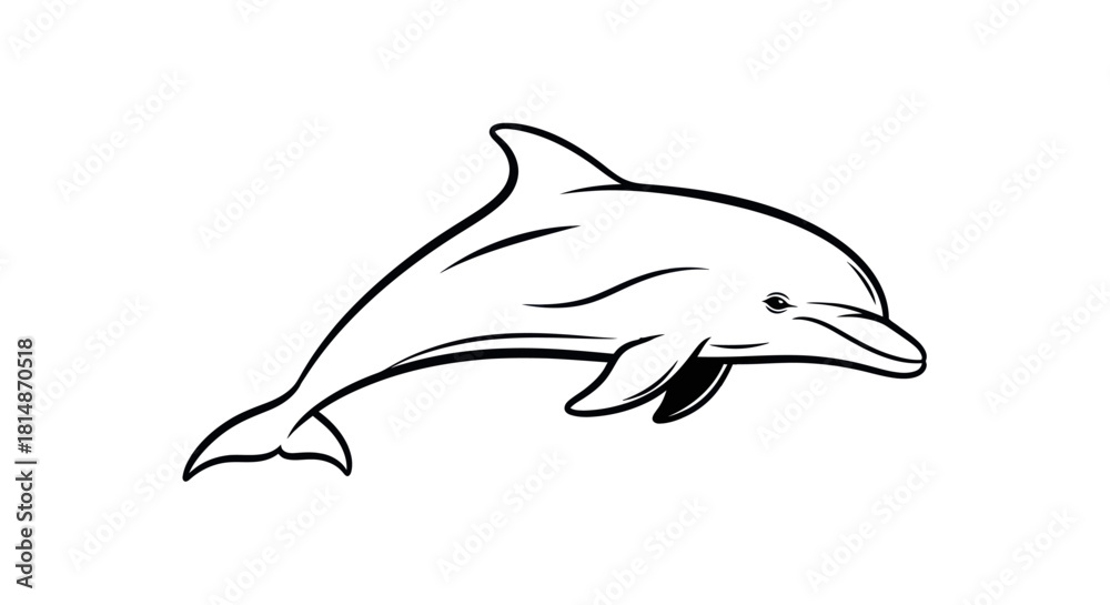 Obraz premium Elegant Dolphin Illustration: A Graceful Marine Mammal in Black and White.