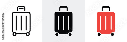 suitcase icon set three styles black white red vector ui glyph