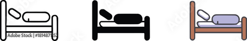 bed icon evolution line silhouette solid and detailed colored vector art