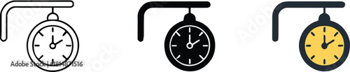 clock hanging analog wall clock trio vector illustration design