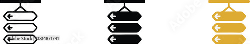 signpost directional sign icons three variations for ui and print