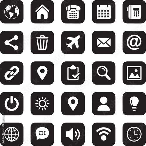 apps ui icon grid symbols for mobile web interface and menus